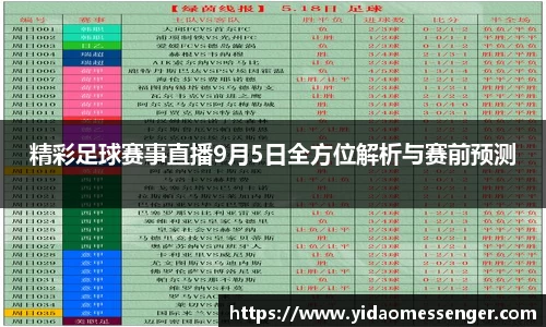 精彩足球赛事直播9月5日全方位解析与赛前预测